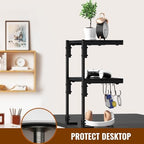 Clamp-on Desk Shelf, 13 inch Above or Below Desk 2-Tier Shelving, Adjustable Metal Storage Tray for Gaming Devices or Office Desk Accessories and More, Black, Patent Pending - Image 5