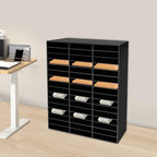 PVC Literature Organizer with 48 Compartments, Student Mailbox for Classroom, Desktop Paper Organizer for Office Home School, Mail Sorter with Adjustable Shelves, Black - Image 4