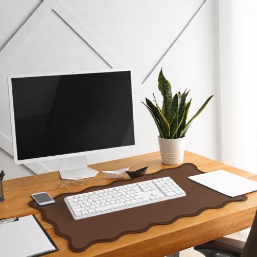 Hahafelt Large Scalloped Desk Mat Pad, Brown, 31.5 x 15.8 Inches - Image 4