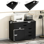 DREAMADE Rolling File Cabinet, 5-Drawer Filing Cabinet, Black - Image 3
