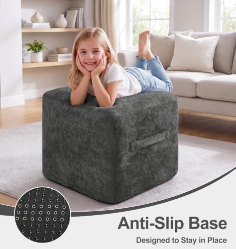 Hobestluk Square Boucle Pouf Ottoman Foot Rest Stool for Living Room Couch - Image 6