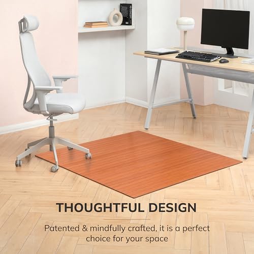 Anji Mountain 52" x 48" Bamboo Office Chair Mat for Carpet & Hardwood Floor - Image 4