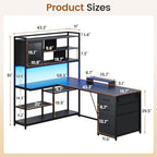 SEDETA 58'' L Shaped Computer Office Desk with 3 Drawers and Bookshelf - Image 2