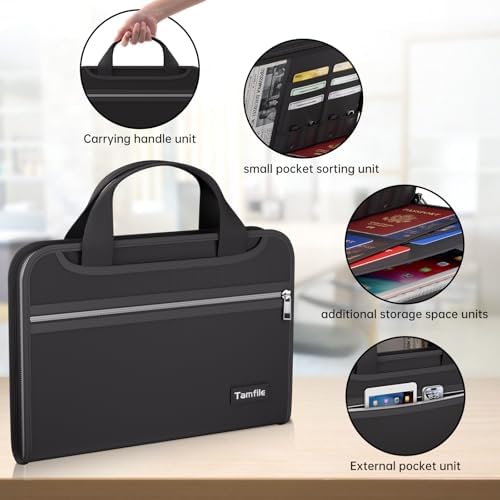 Tamfile Accordion File Organizer, Fireproof Expanding File Folder, Black - Image 4