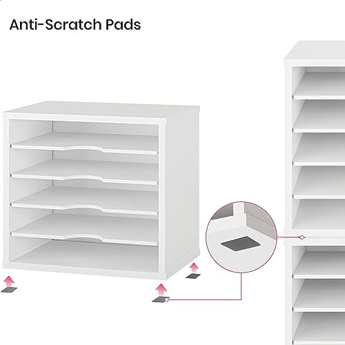Ballucci File Organizer Paper Sorter, 5 Tier Adjustable Shelves Office Desk Organizer, 13 5/8" x 9 1/4" x 12", White (Pack of 2) - Image 5
