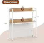 Tangkula Desktop Bookshelf, Multipurpose 2-Tier Desk Hutch with Pegboard, Industrial Countertop Storage Organizer Rack for up to 32" Computer Monitor, Hutch for Dorm Home Office (Natural) - Image 3