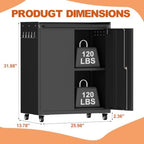 32''H Metal Storage Cabinets with Lock, Metal Garage Storage Cabinet on Wheels, Lockable Rolling Tool Chest Cabinet with Doors & Adjustable Shelves for Garage, Home, Office, Assembly Required - Image 3