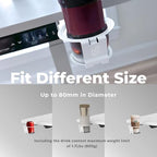 DEZCTOP Desk Cup Holder Under Table Rotation Anti-Spill Swivel Drink Holder Table Edge Cup Holder with Absorbent Cup Pad Water Bottle Stand for PC Gaming Office Desk Fit Most Beverage Cup Sizes, White - Image 4