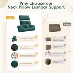 2 Piece Neck Pillow and Lumbar Support Back Cushion Set for Recliner, Green - Image 5