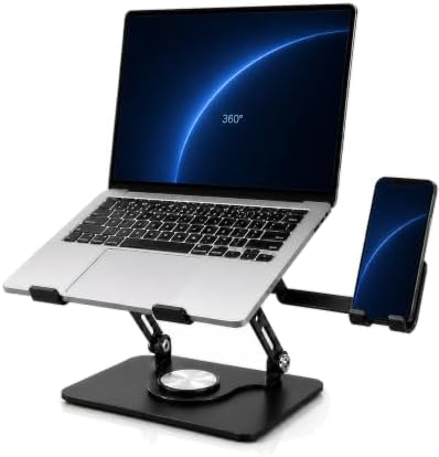 2-in-1 Laptop Stand with Phone Holder, 360° Swivel Laptop Riser for Desk by KYQEE
