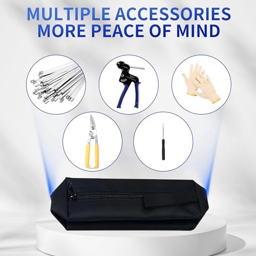 Heavy Steel Cable Tie Tool：Stainless Steel Zip Tie Gun, Metal Tie Wrap Gun Kit, Duty Outdoor Adjustable Fastening Cutting Tie Tool Sets with 100pcs Self-Locking Metal Steel Zip Ties CHUSHUYI - Image 4
