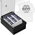 Acrimet 3 x 5 Card File Holder Organizer Box Metal Base Heavy Duty (AZ Index Cards and Divider Included) (Black Color with Clear Crystal Plastic Lid Cover) - Image 3