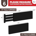6-Pack Drawer Dividers 4 Inch High, 11”-17" Adjustable Bamboo Organizers Large Expandable Drawer Separators for Cloths, Dresser, Bedroom, Bathroom, Baby Drawer, Office & Kitchen Utensils (Black) - Image 3