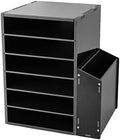 6 Tier Desktop File Organizer w/Side Cabinet Storage, Black by Genseino