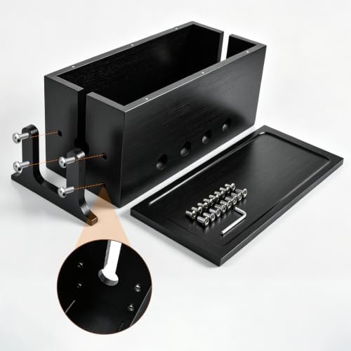 Large Wood Cable Management Box, Black Cord Organizer 14" - Image 7