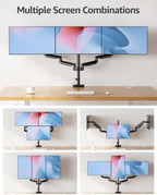 MOUNTUP Triple Monitor Stand Mount - 3 Monitors Desk Mount for Computer Screens Up to 27 inch, Triple Monitor Arm, Heavy Duty Monitors Stand, Each Arm Holds 4.4-19.8 lbs, Black - Image 5