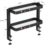 Clamp-On Desk Shelf Organizer, 2-Tier Metal Side Desktop Shelves - Image 3