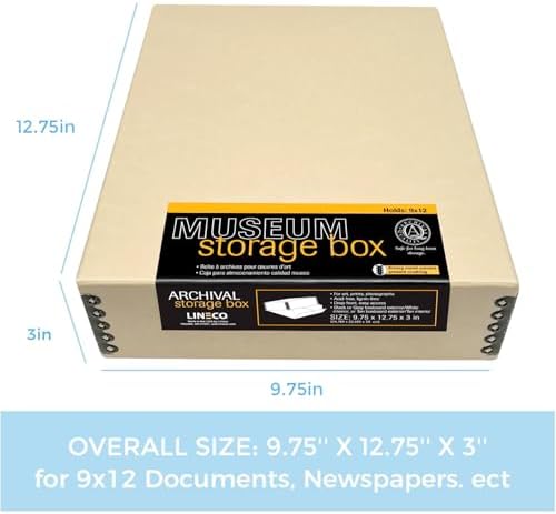 Lineco Museum Archival Storage Box, Drop Front, 9.75x12.75x3 in, Tan - Image 2