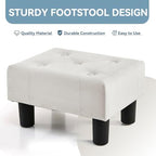 Poofzy Small Foot Stool Ottoman, Velvet Ottoman Foot Rest with Legs, Rectangle Foot Rest for Couch, Footstools and Ottomans Small for Living Room and Entryway (Beige) - Image 3