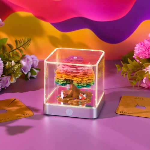2027 3D Paper Carving Desk Calendar With LED Light (Colorful tree) - Image 3