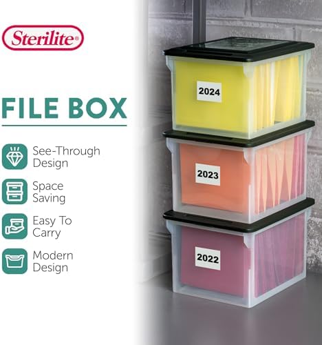 Sterilite File Box Tote with Lids for Letter and Legal Folders, 12-Pack - Image 2