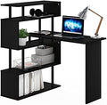 Furinno Classic Desk, 40" Wide L-Shape Gaming Desk, Computer Desk, Writing Desk with 5-Tier S-Shaped Side Shelves for Home Office, Study Room, Dorm, Bedroom, Americano by Furinno-FitsYourSpaceFitsYourBudget