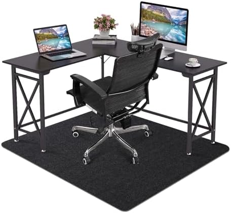 Office Chair Mat - for Hardwood Floors, Large Non-Slip Easy-Clean Floor Protection Blanket (Black, “60 x 48in”). by Riveroy