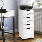 TUSY Mobile File Cabinet, 5-Drawer Storage Cabinet, Vertical Rolling Storage Organizer Chest with Wheels & Anti-Tip Kit, for Home Office, Craft Room, White - Image 2
