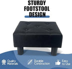 BRIAN & DANY Small Foot Stool, Linen Foot Stools with Legs, Stable Small Footstool for Living Room, Black - Image 4