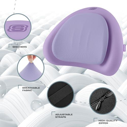 Skechers Lumbar Pillow Premium Memory Foam, Double-Layer-Office Chair Cushion for Tailbone Pain Relief,Butt Pillow for Office Chair,Car seat Cushion,Long Sitting Office Workers,and Car Drivers,Purple - Image 3
