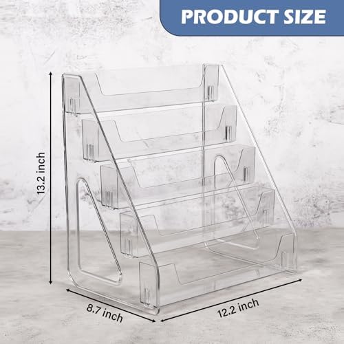 CELSOL 2 Pack Upgraded 5 Tier Acrylic Card Display Stand, Clear Display for Greeting Cards, Sports Cards, Postcards, Stickers & Brochures, Easy Snap-On, Increased Height & Thickness for Better Presentation - Image 2