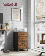 VASAGLE Mobile File Cabinet, 3 Drawers Filing Cabinet with Wheels - Image 2