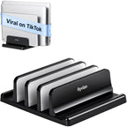 Ryvlan Vertical Laptop Stand, 3 Slot Adjustable Laptop Storage Rack and Desk Organizer, Silicone-Padded Holder for Multiple Devices Storage, Compatible Stand for Tablets and Devices up to 17 Inches by Ryvlan