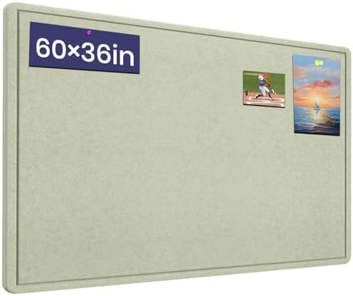 Large Bulletin Board 60" x 36" Felt Cork Board,Decor Pin Board, Sage Green by Hrrtyueg