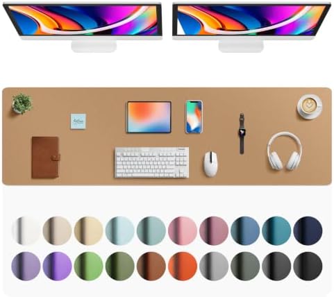 Aothia Faux Leather Desk Mat Mouse Pad, 63" x 17", Khaki by AothiaSimpleNaturalUnique