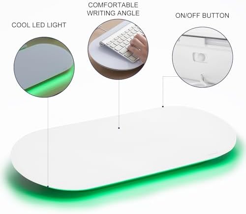 TSJ OFFICE Glass Desktop Whiteboard - 17 X 7 Inches Small Dry Erase Board with Green Light, Glass White Board Surface Notepad with 1 Drawer, Desk Organizers for Office, Home, School Supplies - Image 3