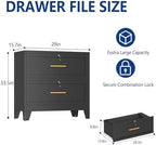 Ckzbx Metal 2 Drawers Locker Storage Organizer,33.46" H Balck Drawer Chest, Closet Organizers for Living Room, Hallway, Closet - Image 2