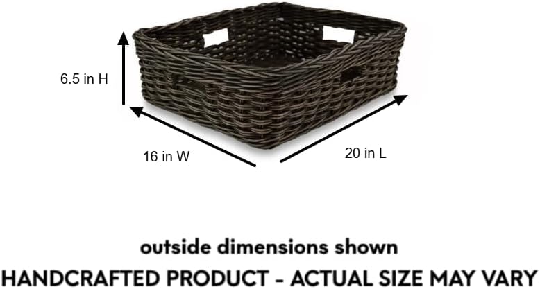 The Basket Lady Rectangular Low Wicker Storage Basket, L, Walnut Brown - Image 4