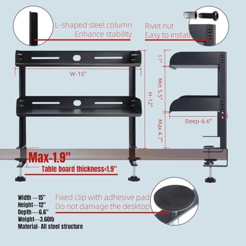 CanKing Desk Clamp Shelf, 15 Inch Straight - Image 3