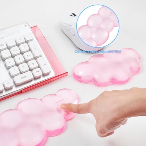 Pink Acrylic Ergonomic Keyboard Stand with Silicone Wrist Rest - Image 4