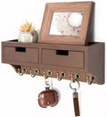 Rebee Vision Key Holder Wall Mount with Shelf for Entryway, Vintage Brown by REBEEVISION