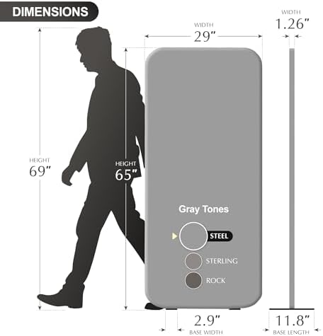 DECOLAB Standing Room Dividers, Portable Panel Wall 29x65 inch, Steel - Image 6