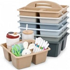 6 Pack Plastic Classroom Organizer Caddy with Handle, Muted Nordic by Yakydesign