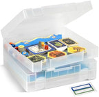 2-Pack Art and Craft Organizers and Storage Case – Thick Tall Transparent Stackable Plastic Craft Storage Containers, Project Organizer Paper Box Fits 8.5 x 11 Inch Papers & More, 12.4 x 10.8 x 3.1 In by Storage+Standard