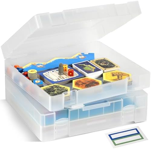 2-Pack Art and Craft Organizers and Storage Case – Thick Tall Transparent Stackable Plastic Craft Storage Containers, Project Organizer Paper Box Fits 8.5 x 11 Inch Papers & More, 12.4 x 10.8 x 3.1 In by Storage+Standard