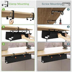 KEEGH No Drill Under Desk Cable Organizer, 30 inch Cord Management - Image 2