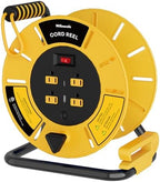 Extension Cord Storage Reel with 4-Grounded Outlet & 2 USB Port, 15A Circuit Breaker, Heavy Duty Open Cord Reel for 12/3,14/3 Gauge Power Cord, Hand Wind Retractable,ETL Listed Yellow Y85CR06 by Wilawels
