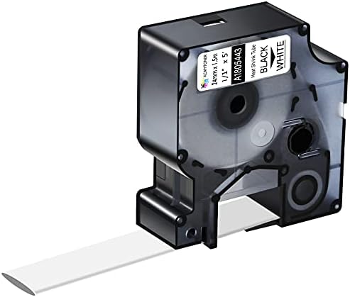 20 Pack Compatible for Dymo Rhino 1805443 Black on White 1" x 4.9' Industrial Heat Shrink Tube Labels for Rhino 6000 6500 Label Maker by KCMYTONER