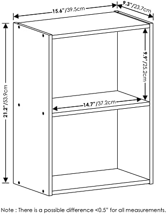 Furinno LUDER 2-Tier Book Shelf, Open Shelves Bookshelf, White - Image 3