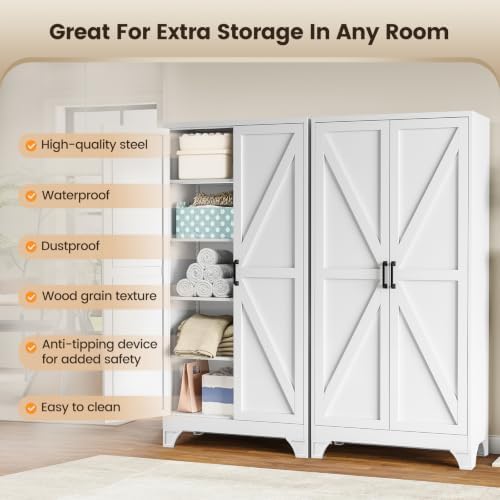 Yizosh Metal Storage Cabinet with Doors and 4 Adjustable Shelves - Image 6